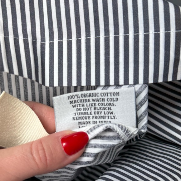 Quince Cotton Percale Full/Queen Duvet Cover Set with Shams, Oxford Stripe - Picture 10 of 15